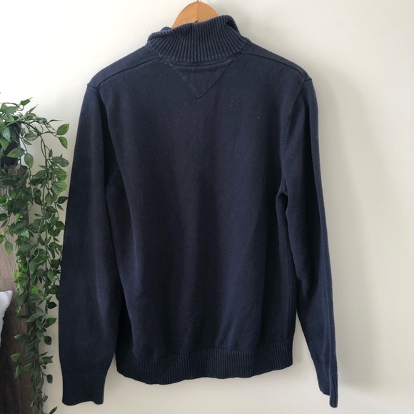 Tommy Hilfiger Quarter Zip Knit Navy Sweater - Picture 3 of 6